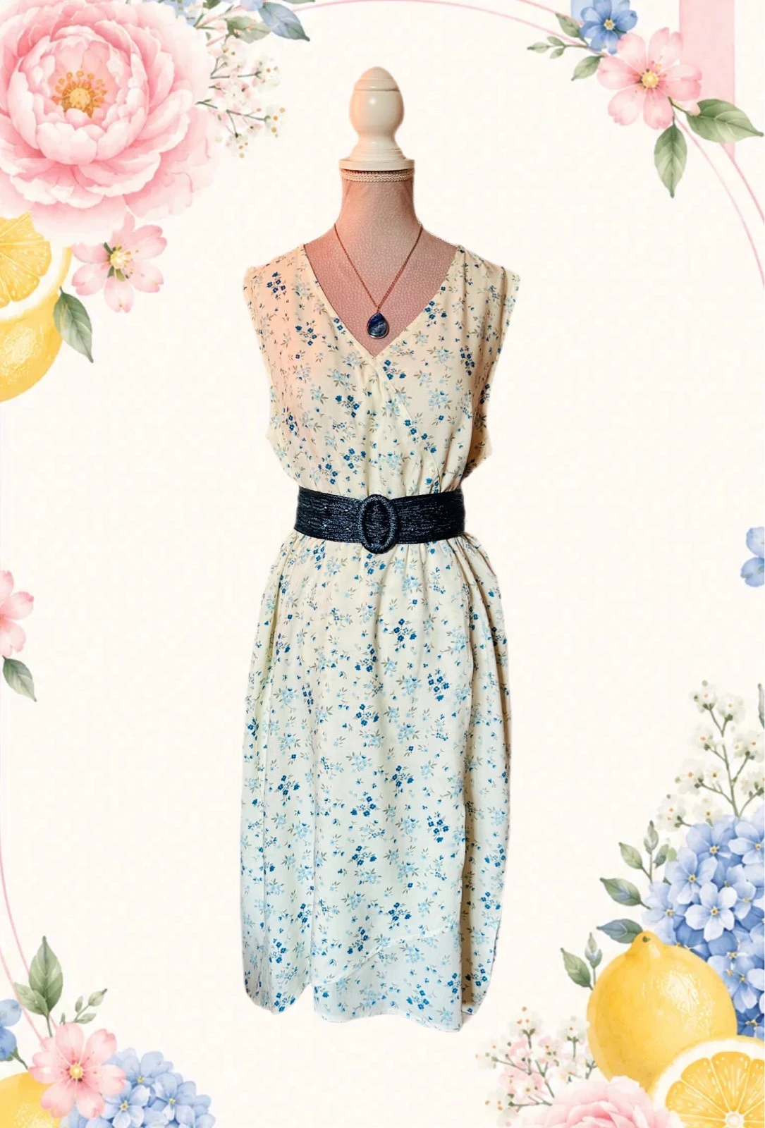 🩵🌿Robe fleurie Amy Jane London bohème cottagecore champêtre prairie romantic floral dress M/38🌿🩵